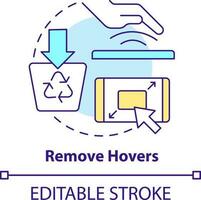 Remove hovers concept icon. Desktop interactive effect. Mobile first design process abstract idea thin line illustration. Isolated outline drawing. Editable stroke vector