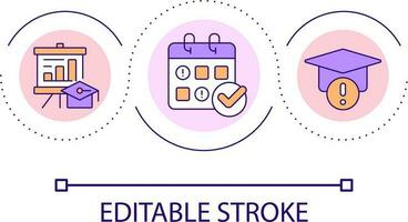 Lessons timetable loop concept icon. College schedule. Higher education. Student learning program abstract idea thin line illustration. Isolated outline drawing. Editable stroke vector