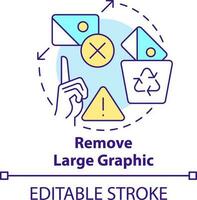 Remove large graphic concept icon. Visual content. Mobile first design process abstract idea thin line illustration. Isolated outline drawing. Editable stroke vector