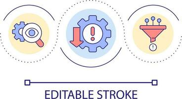 Risk reduction loop concept icon. Analyse information and prevent. Crisis management abstract idea thin line illustration. Isolated outline drawing. Editable stroke vector