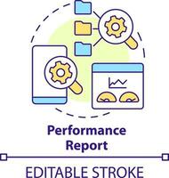 Performance report concept icon. Data analysis. Mobile first design testing abstract idea thin line illustration. Isolated outline drawing. Editable stroke vector