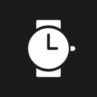 Wristwatch dark mode glyph ui icon. Buying watches. Jewelry store. User interface design. White silhouette symbol on black space. Solid pictogram for web, mobile. Vector isolated illustration