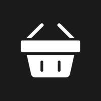 Shopping basket dark mode glyph ui icon. Carry purchased items. User interface design. White silhouette symbol on black space. Solid pictogram for web, mobile. Vector isolated illustration