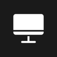 TV display dark mode glyph ui icon. Television. Electronics store. User interface design. White silhouette symbol on black space. Solid pictogram for web, mobile. Vector isolated illustration