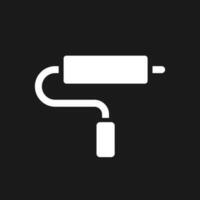 Paint roller tool dark mode glyph ui icon. Tools for home renovation. User interface design. White silhouette symbol on black space. Solid pictogram for web, mobile. Vector isolated illustration