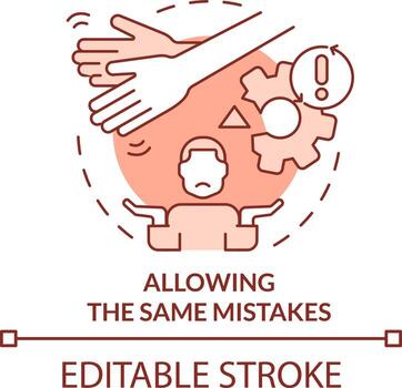 Allowing same mistakes terracotta concept icon. Toxic mentoring abstract idea thin line illustration. Mentee missteps. Isolated outline drawing. Editable stroke vector