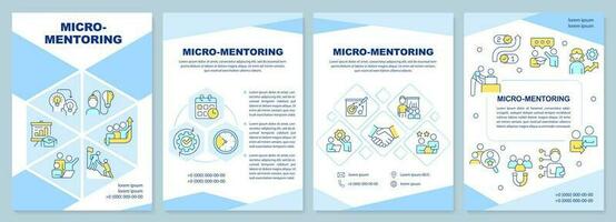 Micro-mentoring blue brochure template. Workplace coaching. Leaflet design with linear icons. Editable 4 vector layouts for presentation, annual reports