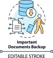 Important document backup concept icon. Copy files. Prepare before moving abroad abstract idea thin line illustration. Isolated outline drawing. Editable stroke vector