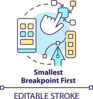 Smallest breakpoint first concept icon. Mobile first design process abstract idea thin line illustration. Isolated outline drawing. Editable stroke vector