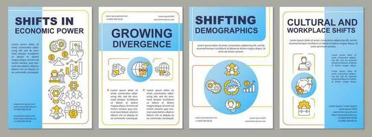 Business tendencies blue brochure template. Economics. Leaflet design with linear icons. Editable 4 vector layouts for presentation, annual reports