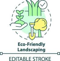 Eco friendly landscaping concept icon. Plants care service. Green business idea abstract idea thin line illustration. Isolated outline drawing. Editable stroke vector