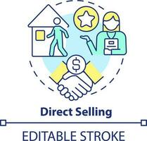 Direct selling concept icon. Personal contact. Type of target marketing abstract idea thin line illustration. Isolated outline drawing. Editable stroke vector