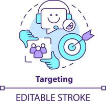 Targeting concept icon. Connect with potential buyers. Benefit of direct marketing abstract idea thin line illustration. Isolated outline drawing. Editable stroke vector