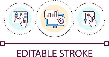 Information review and analysis loop concept icon. Data optimization technology. Online audit abstract idea thin line illustration. Isolated outline drawing. Editable stroke vector