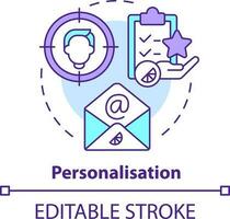 Personalisation concept icon. Customized content. Benefit of direct marketing abstract idea thin line illustration. Isolated outline drawing. Editable stroke vector