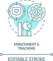 Enrichment and tracking turquoise concept icon. Marketing. Leads management process abstract idea thin line illustration. Isolated outline drawing. Editable stroke vector