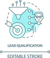Lead qualification turquoise concept icon. Contacts management process abstract idea thin line illustration. Isolated outline drawing. Editable stroke vector