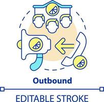 Outbound concept icon. Cold calls. Type of telemarketing activities abstract idea thin line illustration. Isolated outline drawing. Editable stroke vector