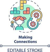 Making connections concept icon. Basic life skill for kid abstract idea thin line illustration. Solving problems. Isolated outline drawing. Editable stroke vector