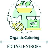 Organic catering concept icon. Food provision service. Green business idea abstract idea thin line illustration. Isolated outline drawing. Editable stroke vector
