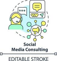 Social media consulting concept icon. Assistance. In demand small business type abstract idea thin line illustration. Isolated outline drawing. Editable stroke vector