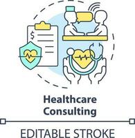 Healthcare consulting concept icon. Medical help. In demand small business type abstract idea thin line illustration. Isolated outline drawing. Editable stroke vector