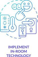 Implement in-room technology blue gradient concept icon. Maintaining guest satisfaction abstract idea thin line illustration. Automation. Isolated outline drawing vector