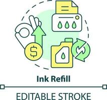 Ink refill concept icon. Office printer. Environmental service. Green business idea abstract idea thin line illustration. Isolated outline drawing. Editable stroke vector