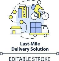 Last mile delivery solution concept icon. Delivery service. Future business trend abstract idea thin line illustration. Isolated outline drawing. Editable stroke vector