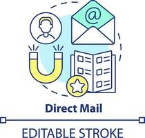 Direct mail concept icon. Letters with personal offer. Type of target marketing abstract idea thin line illustration. Isolated outline drawing. Editable stroke vector