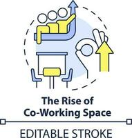 Rise of coworking space concept icon. Teamwork. Future business trend abstract idea thin line illustration. Isolated outline drawing. Editable stroke vector