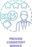 Provide consistent service blue gradient concept icon. Customer service in food industry abstract idea thin line illustration. Professional waiter. Isolated outline drawing vector