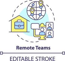 Remote teams concept icon. Work from home. Distant communication. Business trend abstract idea thin line illustration. Isolated outline drawing. Editable stroke vector