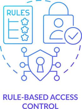 Rule-based access control blue gradient concept icon. Security management abstract idea thin line illustration. Authorized employees. Isolated outline drawing vector