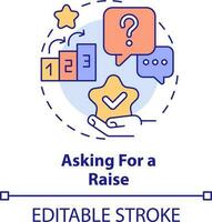 Asking for raise concept icon. Essential life skill abstract idea thin line illustration. Increasing compensation. Isolated outline drawing. Editable stroke vector