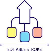 Elements combine in one RGB color icon. Organization and structure of process. Hierarchy. Isolated vector illustration. Simple filled line drawing. Editable stroke