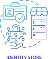 Identity store blue gradient concept icon. Directory service abstract idea thin line illustration. Warehousing information. Identity repository. Isolated outline drawing vector