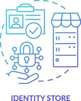 Identity store blue gradient concept icon. Directory service abstract idea thin line illustration. Warehousing information. Identity repository. Isolated outline drawing vector