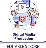 Digital media production concept icon. Interesting skill to learn abstract idea thin line illustration. Graphic design. Isolated outline drawing. Editable stroke vector