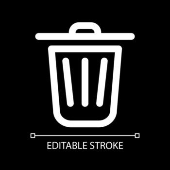 Eliminar blanco lineal ui icono para oscuro tema. borrar digital archivo. multimedia jugador control. vector línea pictograma. aislado usuario interfaz símbolo para noche modo. editable carrera