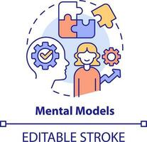 Mental models concept icon. Basic life skill abstract idea thin line illustration. Cognitive structure. Systems thinking. Isolated outline drawing. Editable stroke vector