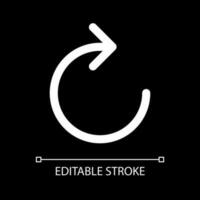 Repeat once white linear ui icon for dark theme. Repetition of single item. Media player control. Vector line pictogram. Isolated user interface symbol for night mode. Editable stroke