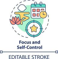 Focus and self-control concept icon. Behavior management for child abstract idea thin line illustration. Self regulation. Isolated outline drawing. Editable stroke vector