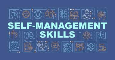 Self-management word concepts blue banner. Personal skills. Infographics with editable icons on color background. Isolated typography. Vector illustration with text