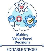 Making value-based decisions concept icon. Self-management skill abstract idea thin line illustration. Self-actualization. Isolated outline drawing. Editable stroke vector