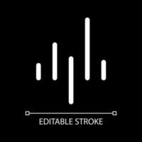 Media player equalizer white linear ui icon for dark theme. Audio spectrum. Sound visualization. Vector line pictogram. Isolated user interface symbol for night mode. Editable stroke