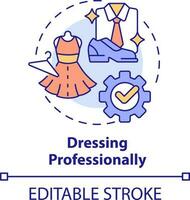 Dressing professionally concept icon. Job interview success abstract idea thin line illustration. Business formal attire. Isolated outline drawing. Editable stroke vector