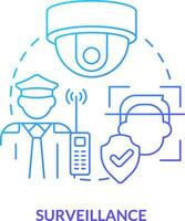 Surveillance blue gradient concept icon. Physical security framework abstract idea thin line illustration. Facial recognition. Digital technology. Isolated outline drawing vector