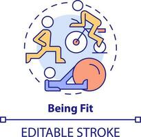 Being fit concept icon. Basic life skill abstract idea thin line illustration. Regular exercise routine. Weight loss. Isolated outline drawing. Editable stroke vector