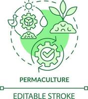 Permaculture green concept icon. Sustainable ecosystem for plants. Gardening method abstract idea thin line illustration. Isolated outline drawing. Editable stroke vector